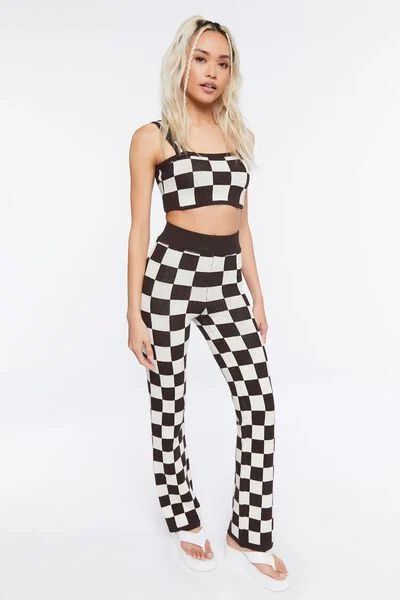 Sweater-Knit Checkered Crop Top & Pants Set | Forever 21