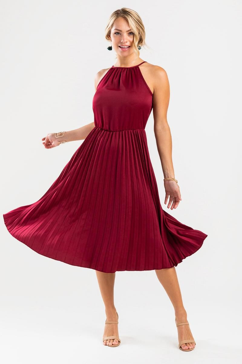 Rebecca Pleated Midi Dress | Francesca’s Collections
