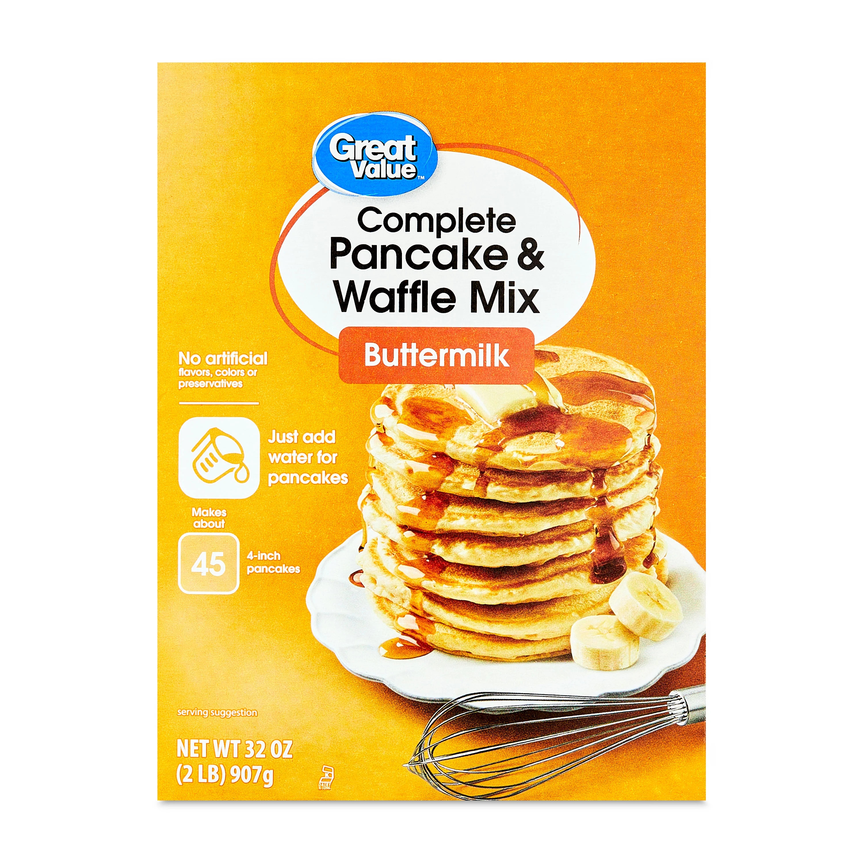 Great Value Complete Pancake & Waffle Mix, Buttermilk, 32 oz | Walmart (US)
