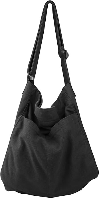 Canvas Hobo Crossbody Shoulder Tote Bag for Women and Men W/Multi-pocket Casual Purse Messenger B... | Amazon (US)
