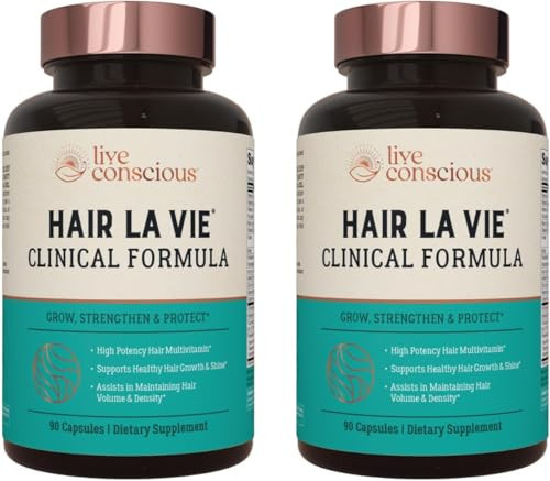 Hair La Vie Live Conscious Clinical Formula Hair Vitamins Capsule with Biotin and Saw Palmetto - Healthy Hair and Whole-Body Wellness (2-Pack) | Amazon (US)