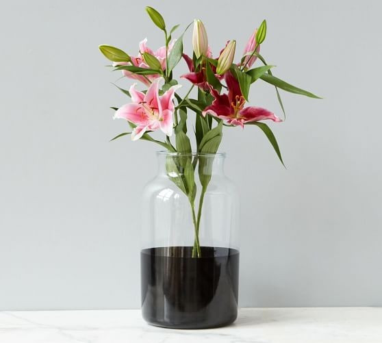Black Color Block Glass Mason Jar Vase Collection | Pottery Barn (US)
