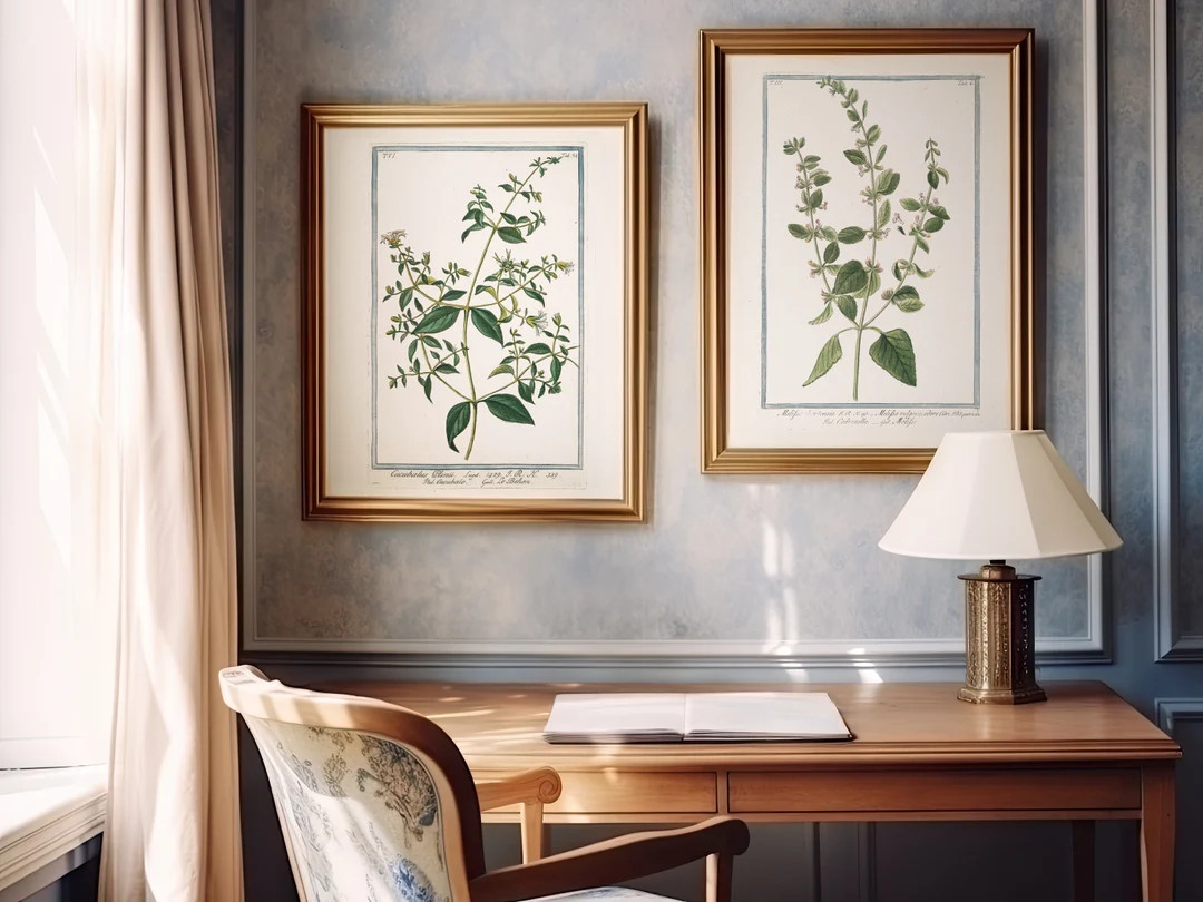 White Antique Botanical Prints Transitional Printable Download, Nancy Meyers Inspired Wall Art, C... | Etsy (US)