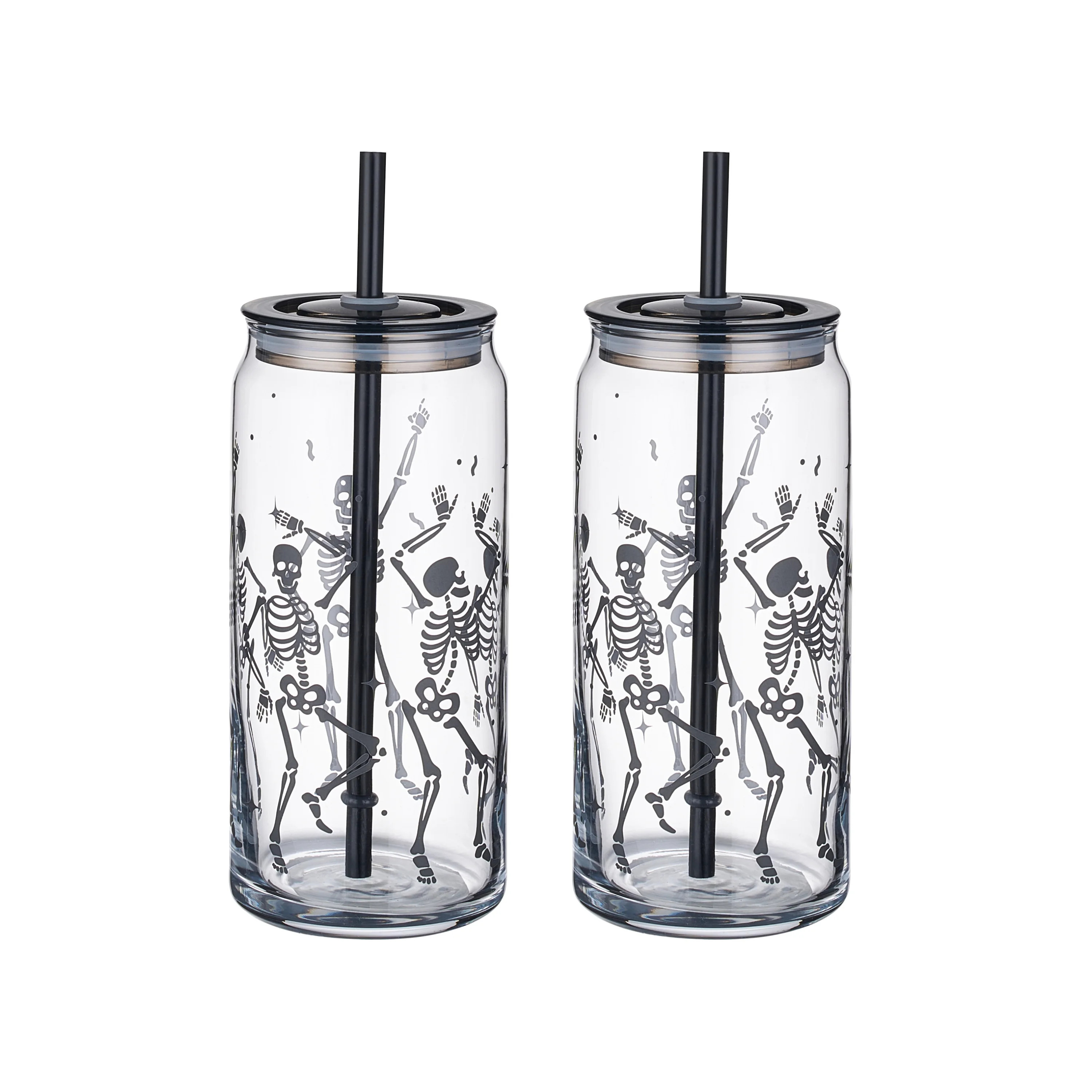 Way to Celebrate Halloween Candy Corn Glass Can Sipper Tumblers, 20 oz, 2-Pack | Walmart (US)