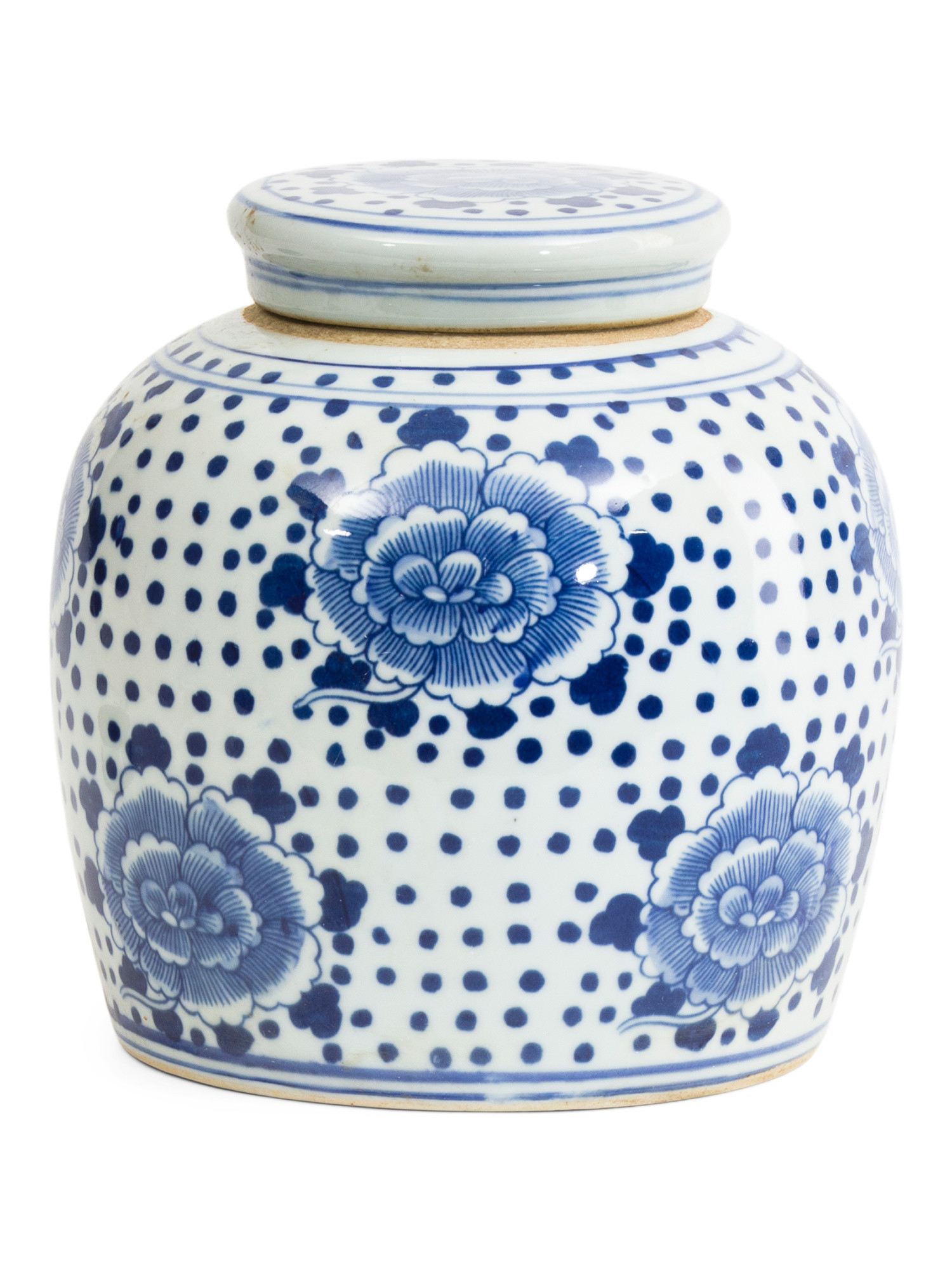 9x9 Porcelain Peony Dots Ming Jar With Lid | TJ Maxx