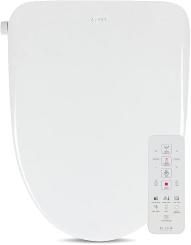 ALPHA BIDET UX Pearl Bidet Toilet Seat in Round White | Ultra Low Profile | Endless Warm Water | Arced Stainless Steel Nozzle | LED Nightlight | Dryer | Deodorizer | 3 Year Warranty | Amazon (US)