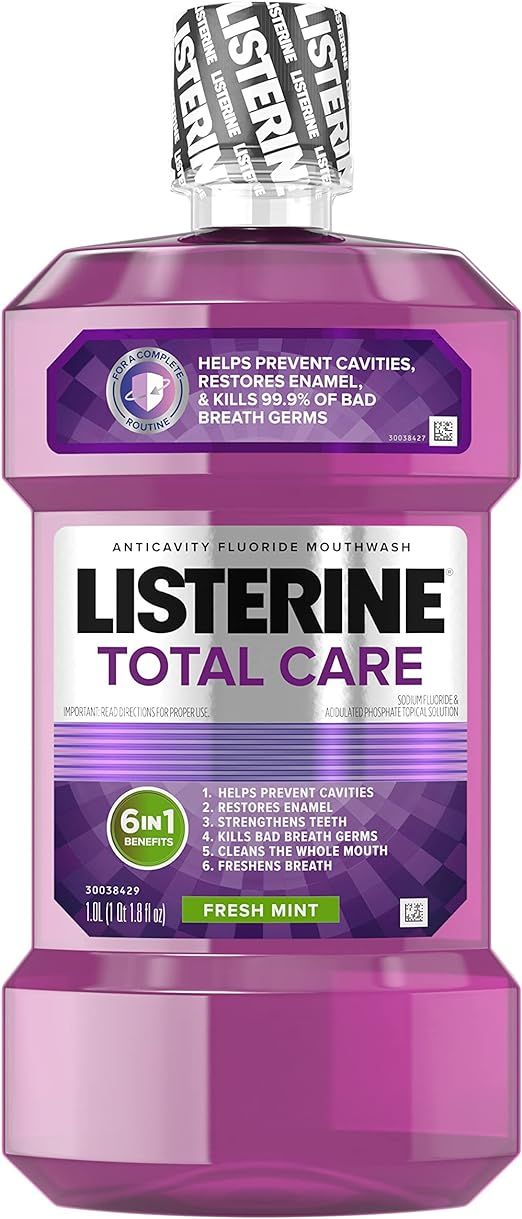 Listerine Total Care Anticavity Fluoride Mouthwash, 6 Benefit Oral Rinse Helps Kill 99% of Bad Br... | Amazon (US)