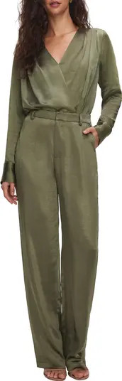 Washed Satin Straight Leg Trousers | Nordstrom