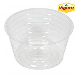 8 in. W x 3.8 in. H Clear Medium-Duty Deep Plastic Plant Saucer | The Home Depot