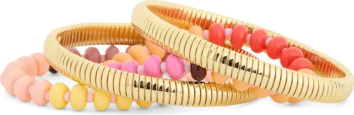 Set of 4 Beaded & Metallic Bracelets | Nordstrom Rack