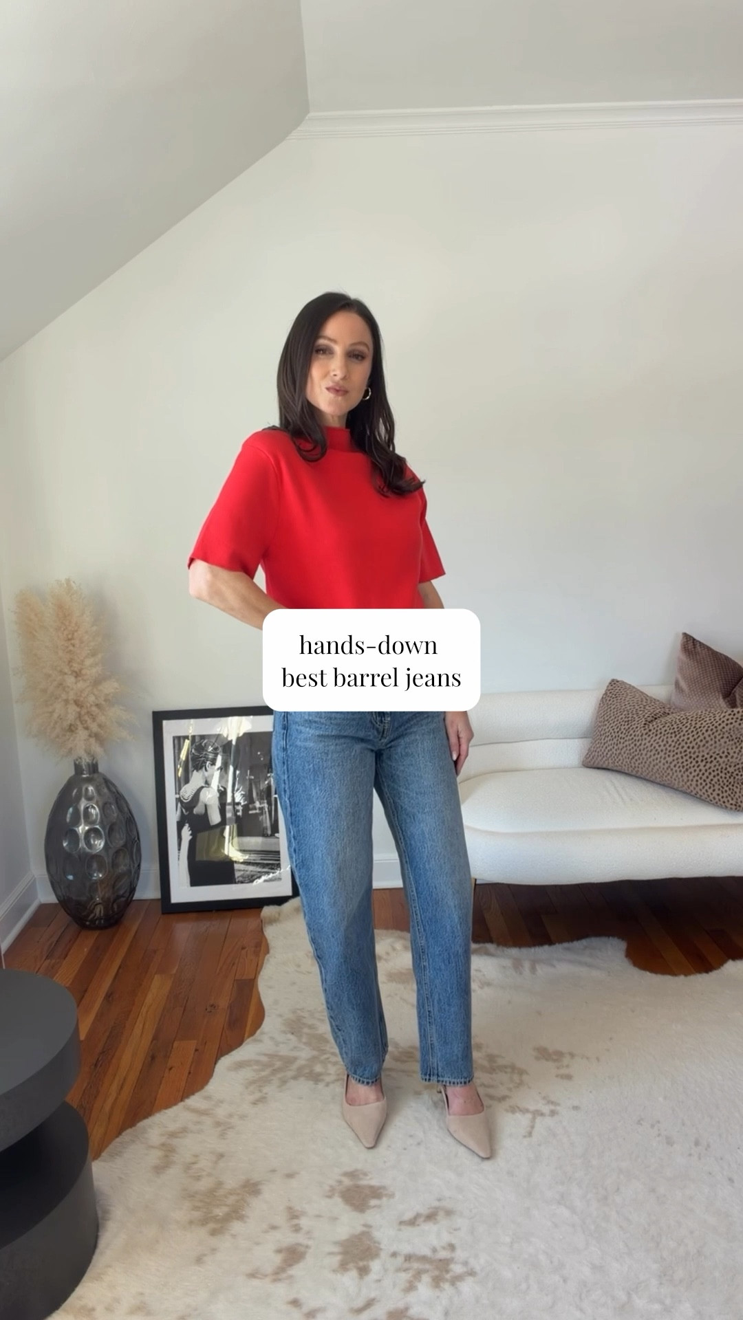 Hands-down best barrel jeans. I sized down a size!

#LTKootd #LTKOver40