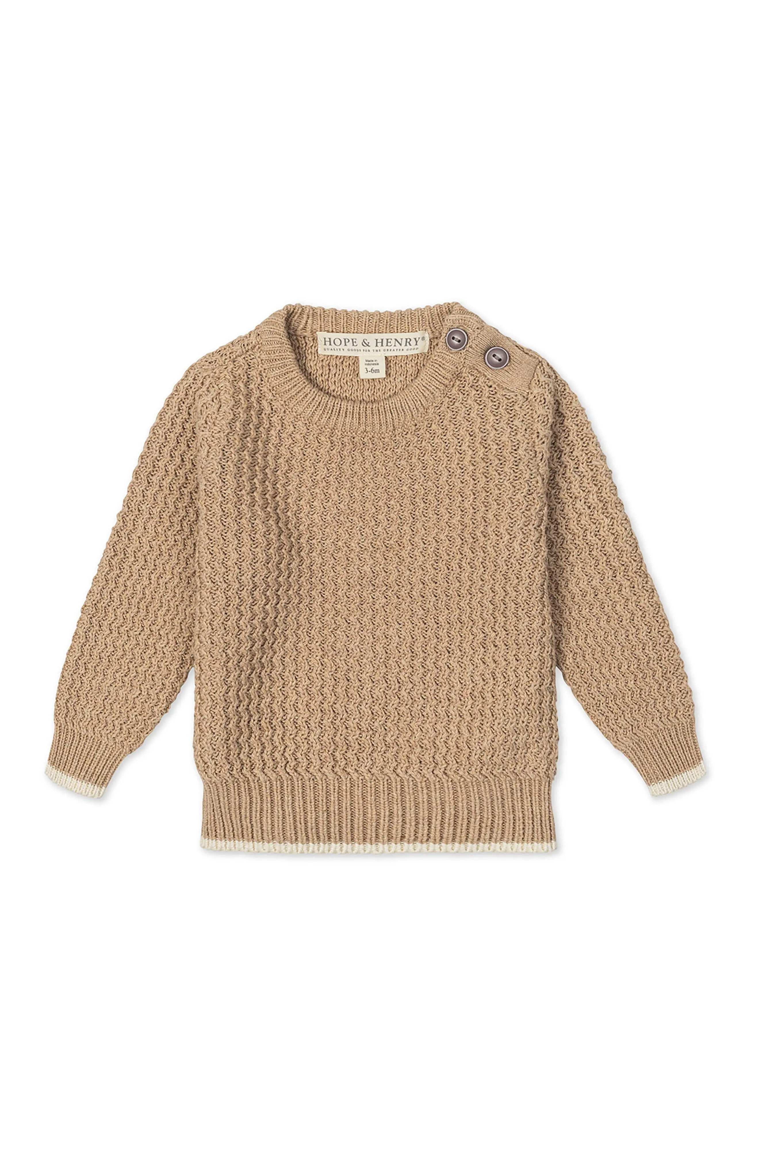 Kids' Organic Long Sleeve Crewneck Sweater with Buttons (Men) | Nordstrom | Nordstrom