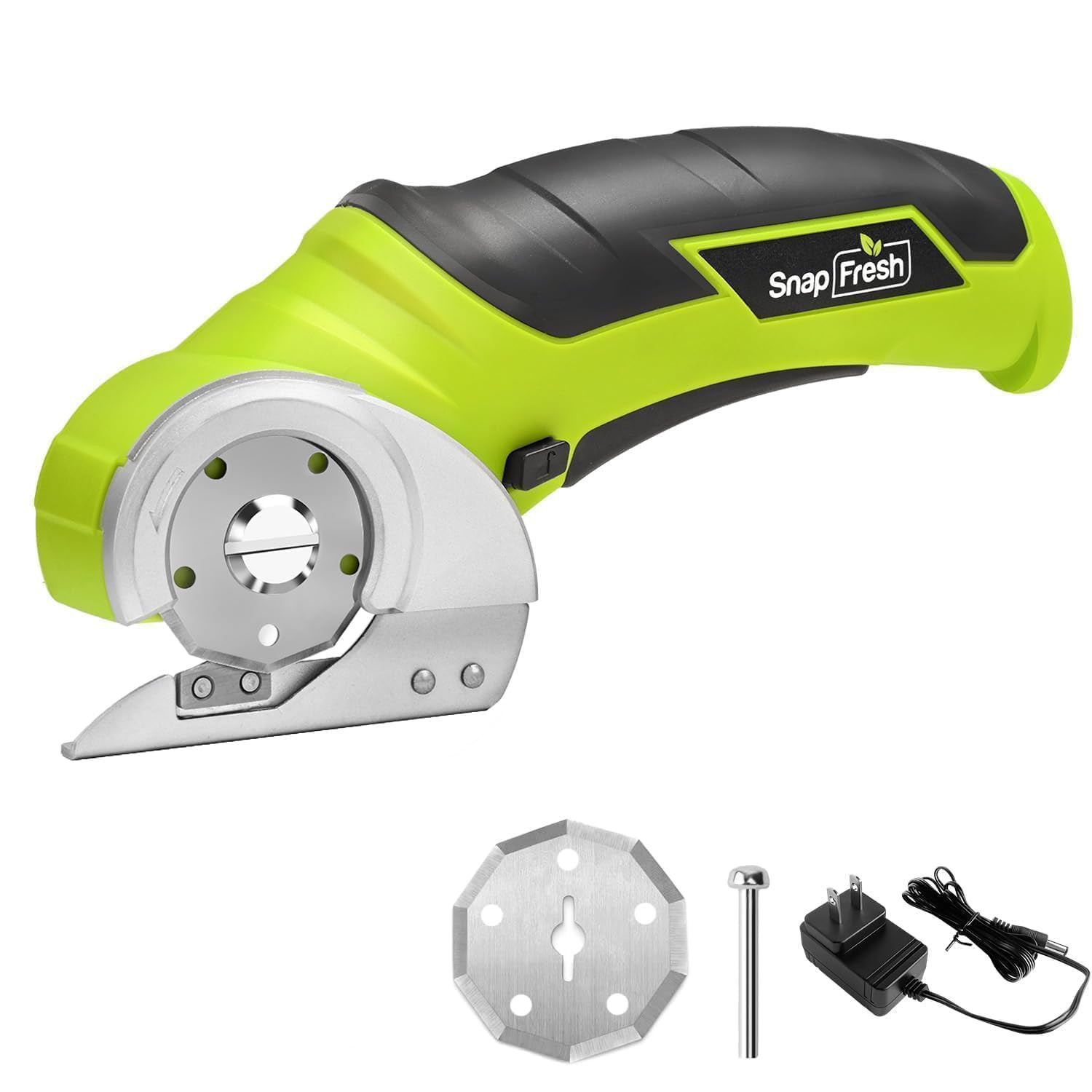 SnapFresh Cordless Electric Scissors, 4V Electric Mini Box Cutter, Carpet & Cardboard Cutter Tool with a Replacement Blade/Charger, Rotary Cutter for Cardboard Packages Leather Plastic （Green） | Amazon (US)