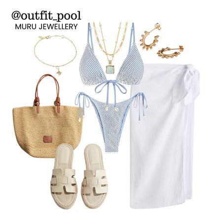 Beach wear, bikini swimwear swimsuit white skirt white beach cover up white sandals, muru Jewellery 

#LTKStyleTip #LTKTravel #LTKSwim