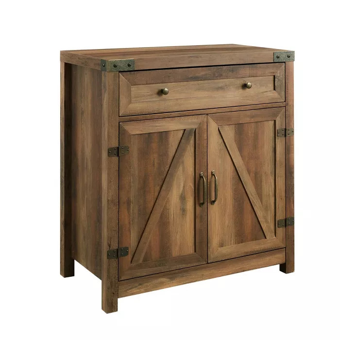Clarabelle Rustic Farmhouse Barn Door Accent Cabinet - Saracina Home | Target