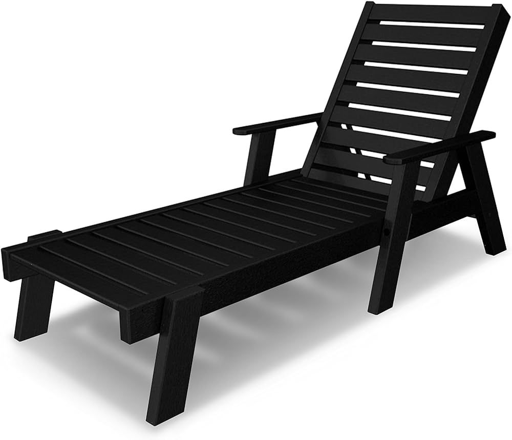 POLYWOOD AC2678-1BL Captain Chaise with Arms, Black | Amazon (US)