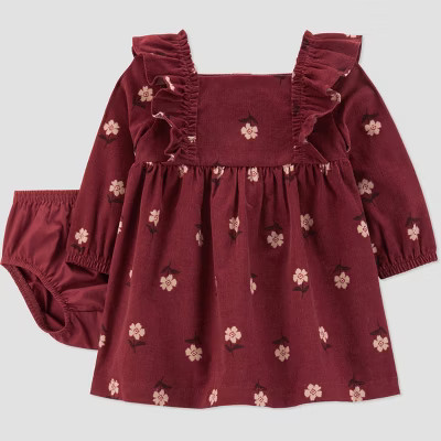 Carter's Just One You® Baby Girls' 2pc Floral Dress - Maroon Newborn | Target
