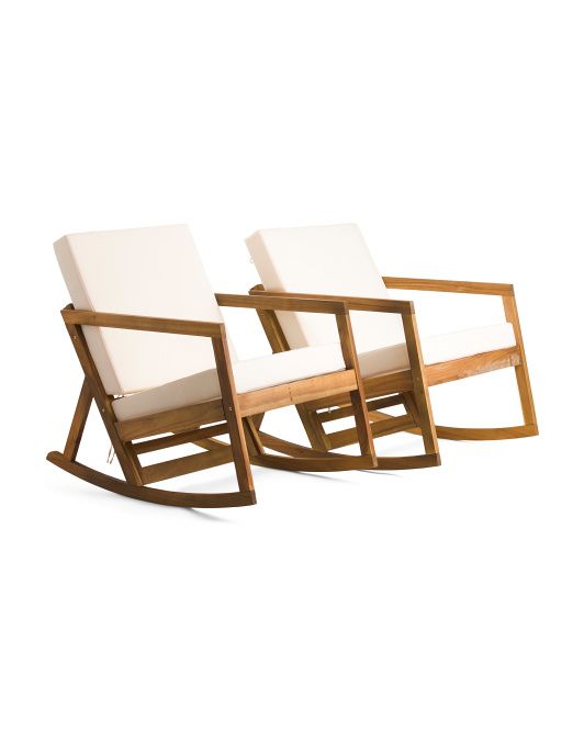 Set Of 2 Outdoor Acacia Wood Rocking Chairs | TJ Maxx