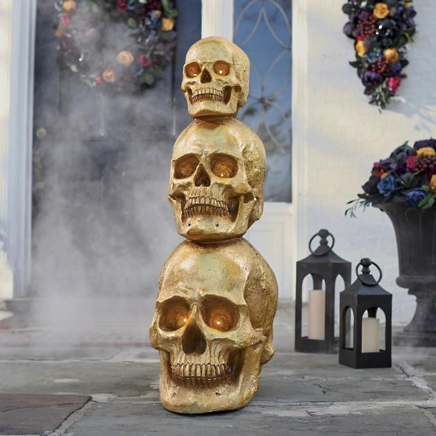 Gold Stacked Skull Topiary | Grandin Road | Grandin Road