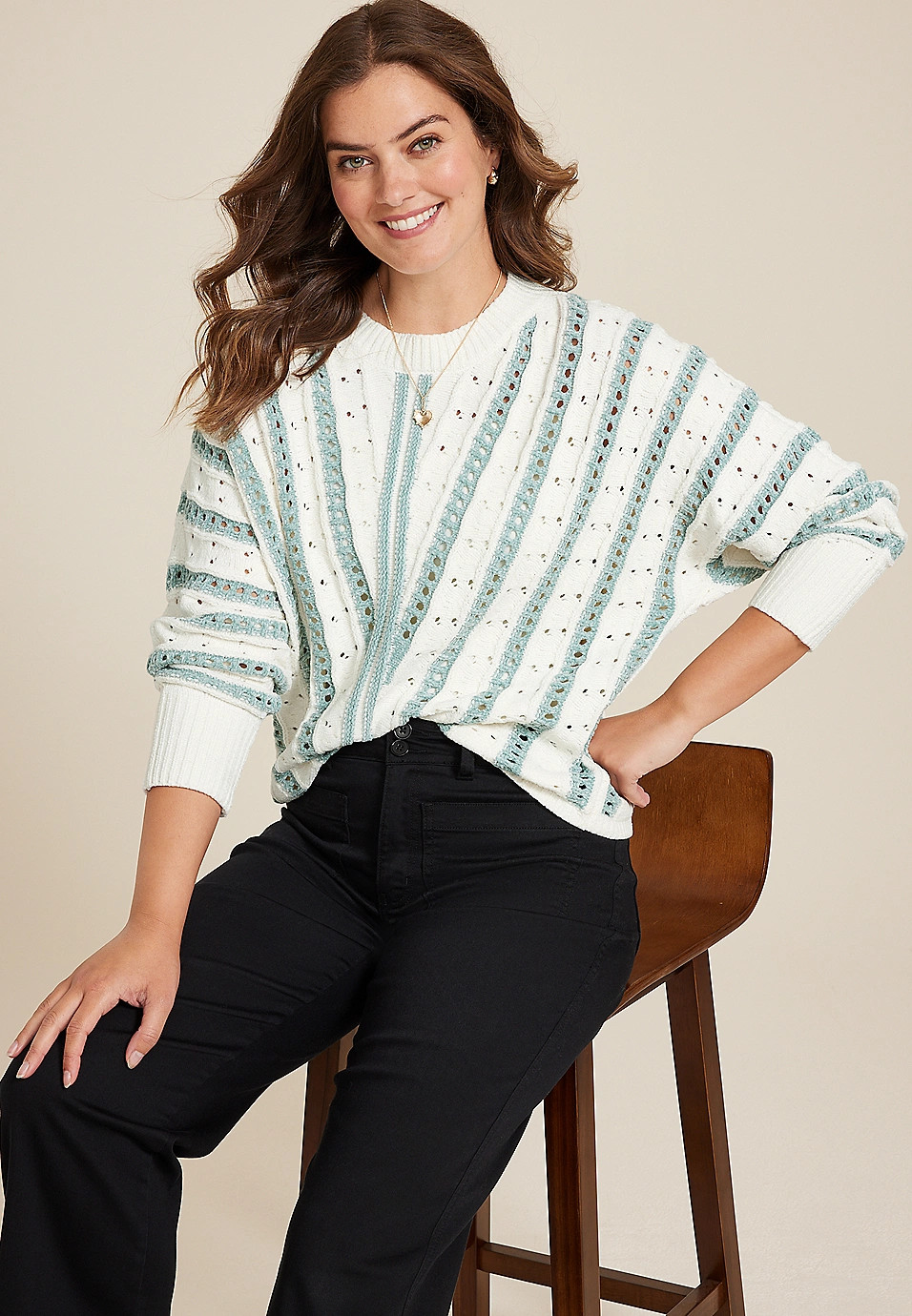 Chevron Stripe Dolman Sweater | Maurices