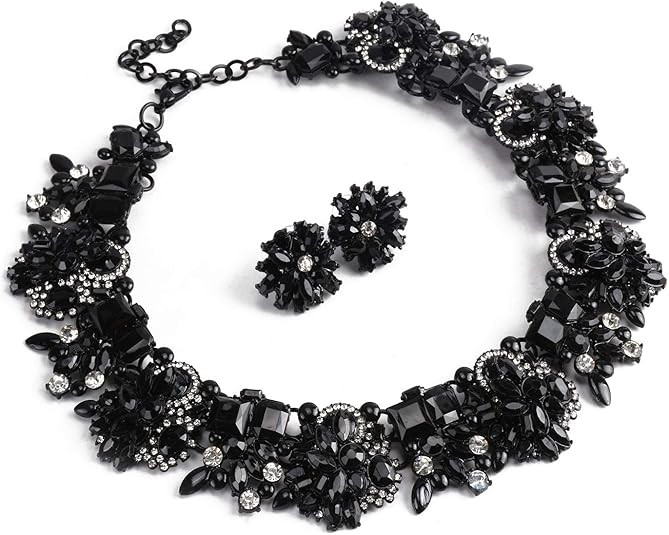 Holylove Statement Necklace and Earrings Set with Rhinestone for Women Costume Prom Party 6 Color... | Amazon (US)