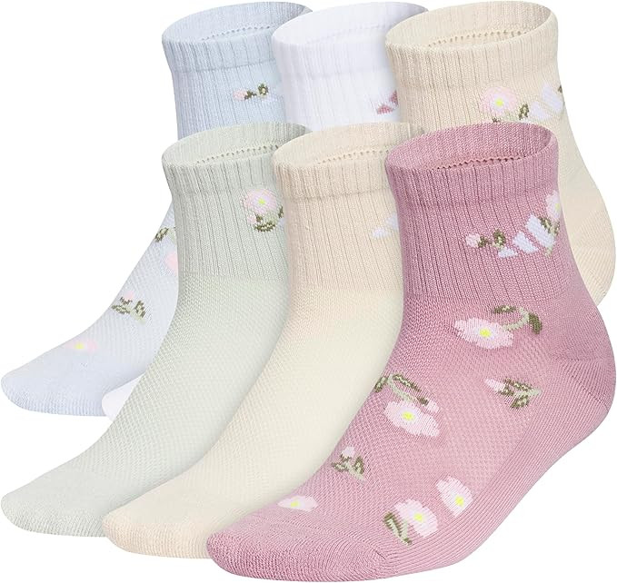 adidas Kids Athletic Cushioned 6-Pack Quarter Socks (Little Kid/Big Kid/Adult) | Amazon (US)