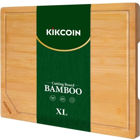 Kikcoin Bamboo Cutting Boards for Kitchen, with Deep Juice Groove and Inner Handle, 17.1" x 11.4" | Walmart (US)