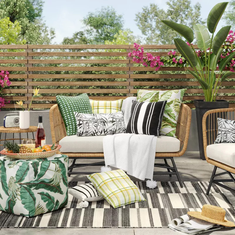 Printed Palmetto Outdoor Throw Pillow Green - Threshold™ | Target