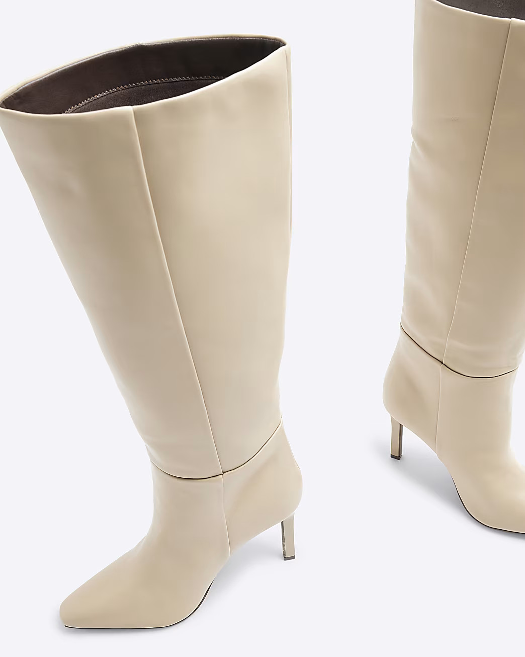 Beige Wide Fit Straight Knee High Boots | River Island UK & IE