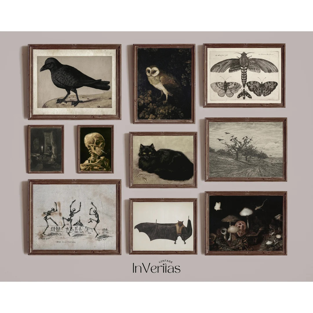 Moody Halloween Gallery Wall Set of 10 Vintage Prints Dark Cottagecore PRINTABLE No. 266 - Etsy | Etsy (US)