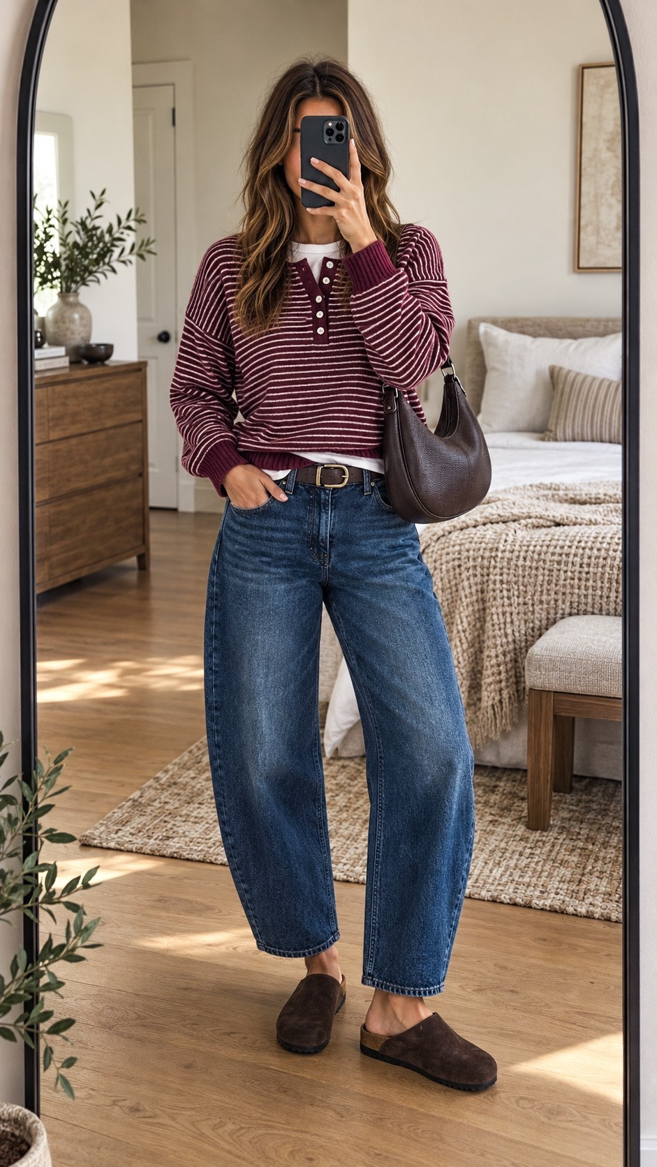 Fall outfit perfection from Abercrombie 🤎 These barrel jeans have the cutest relaxed shape, especially paired with this burgundy striped sweater and chocolate-brown accessories. An easy, elevated look for coffee runs, casual weekends, or everyday fall style! 🍂

#AbercrombieStyle #AbercrombieFinds #FallOutfit #BarrelJeans #CasualFallStyle #LTKStyle #LTKFashion

#LTKSaleAlert #LTKSeasonal #LTKootd