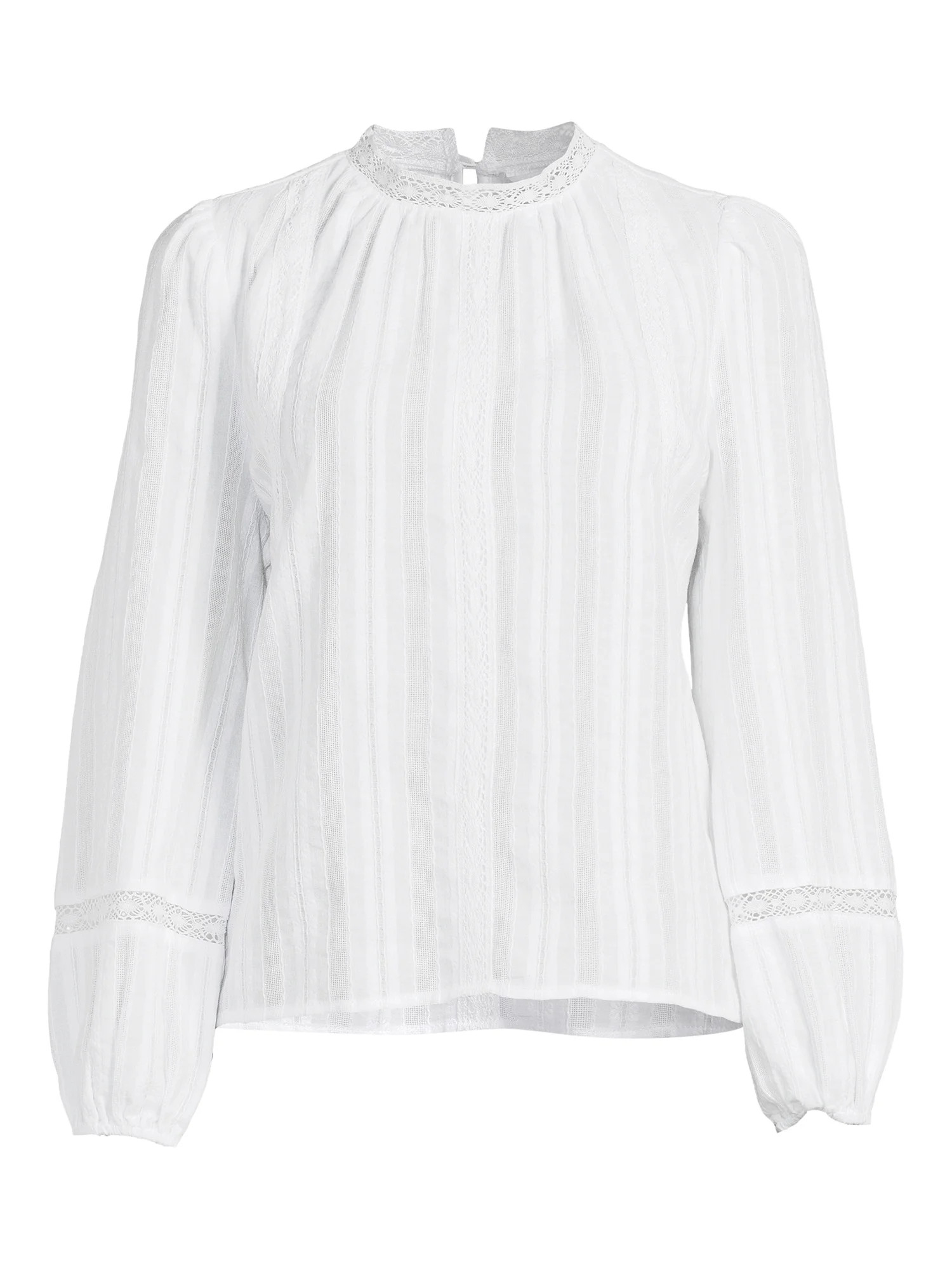 Time and Tru Women’s Long Sleeve Lace Pieced Top | Walmart (US)