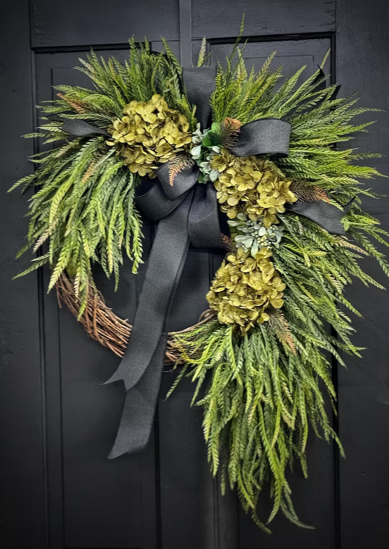 Year Round Wreath, Everyday Wreaths, Hydrangea Wreath, Front Door Wreaths, Farmhouse Decor, House... | Etsy (US)