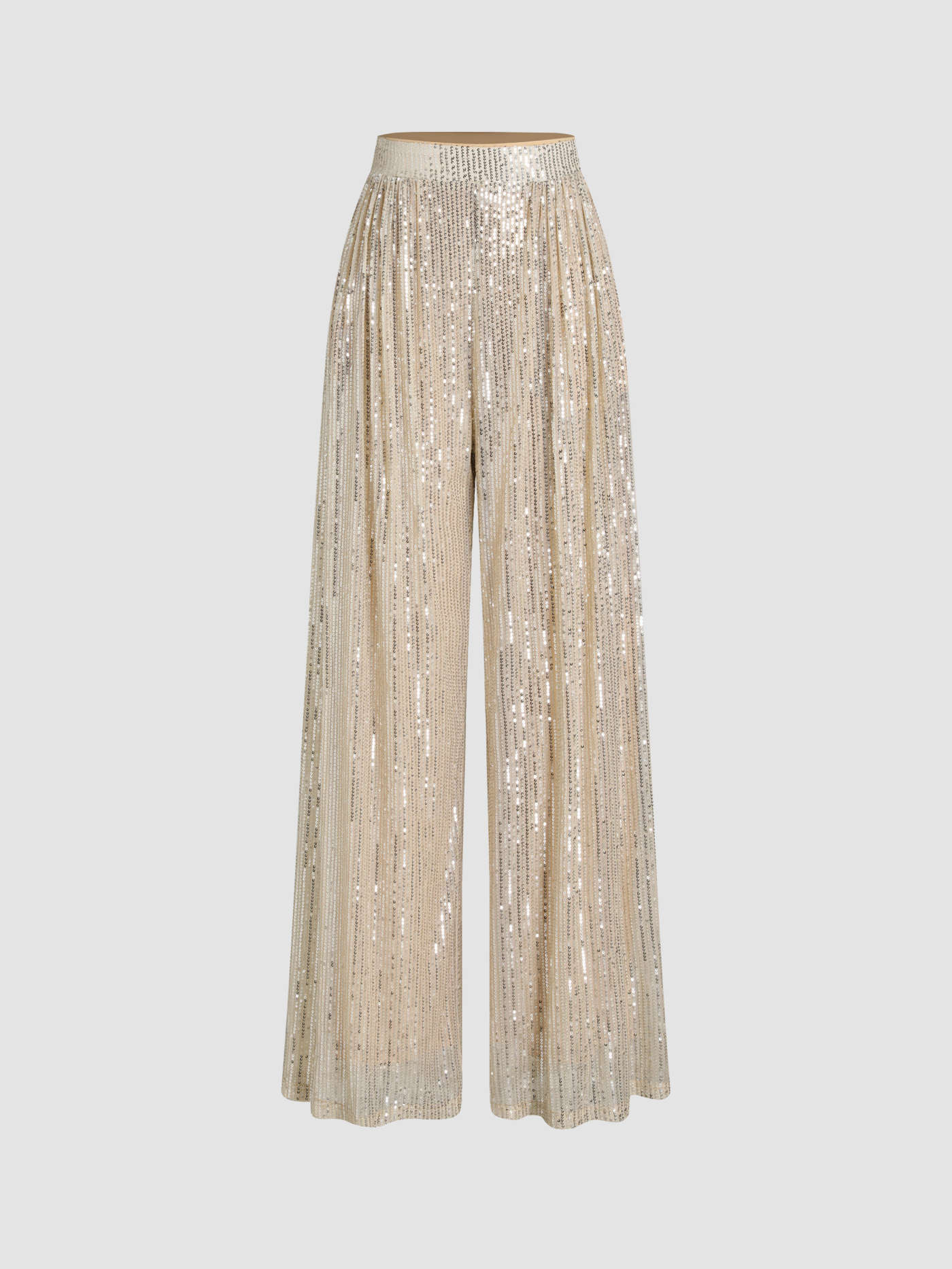 Sequins Mid Waist Straight Leg Trousers | Cider