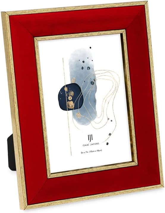 Isaac Jacobs Velvet Picture Frame with Metallic Gold Double Border, Photo Frame, Horizontal & Ver... | Amazon (US)