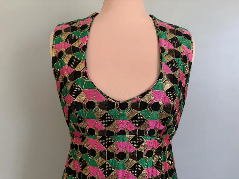 Mr Blackwell Design 1970s Designer Metallic Umpire Maxi Dress | Etsy (Global)