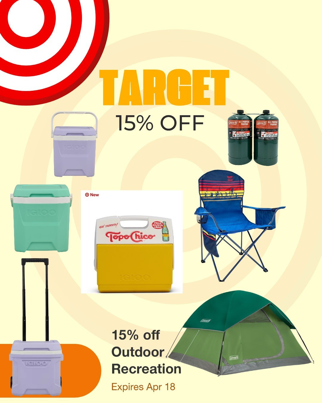 Get 15% OFF outdoor essentials like coolers, tents, and folding chairs! perfect timing for spring + summer adventures! ☀️🧊Run, don’t walk… these deals won’t last!#TargetFinds #LTKSale #OutdoorEssentials #CampingGear #SummerReady #TargetDeals

#LTKfoodie #LTKSaleAlert #LTKHome