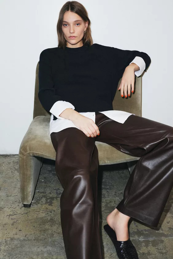 COMBINATION POPLIN KNIT JUMPER | Zara Canada