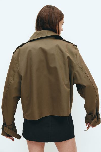 Trench-look jacket - Dark khaki green - Ladies | H&M GB | H&M (UK, MY, IN, SG, PH, TW, HK)