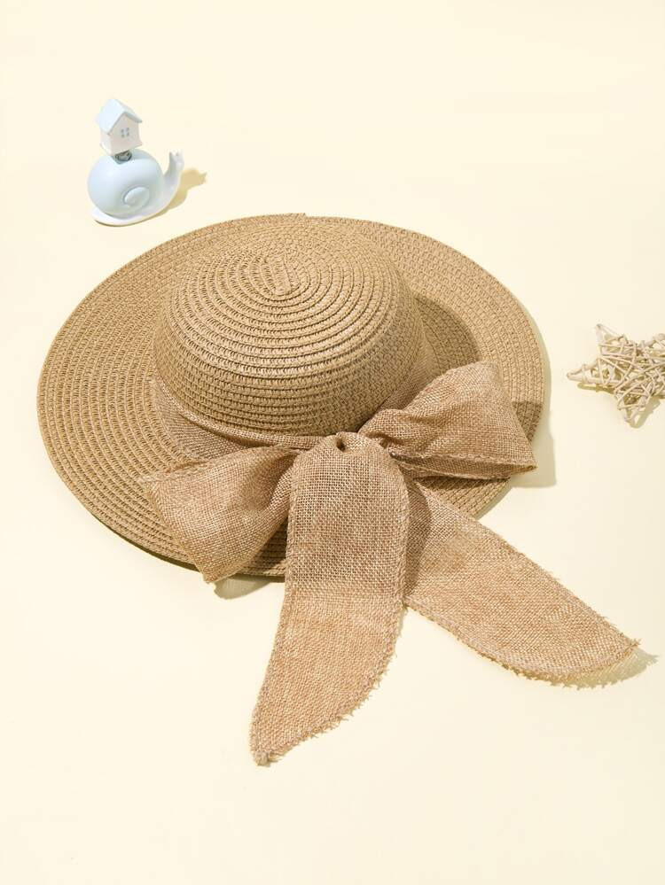1pc Baby Bow Decor Straw Hat | SHEIN