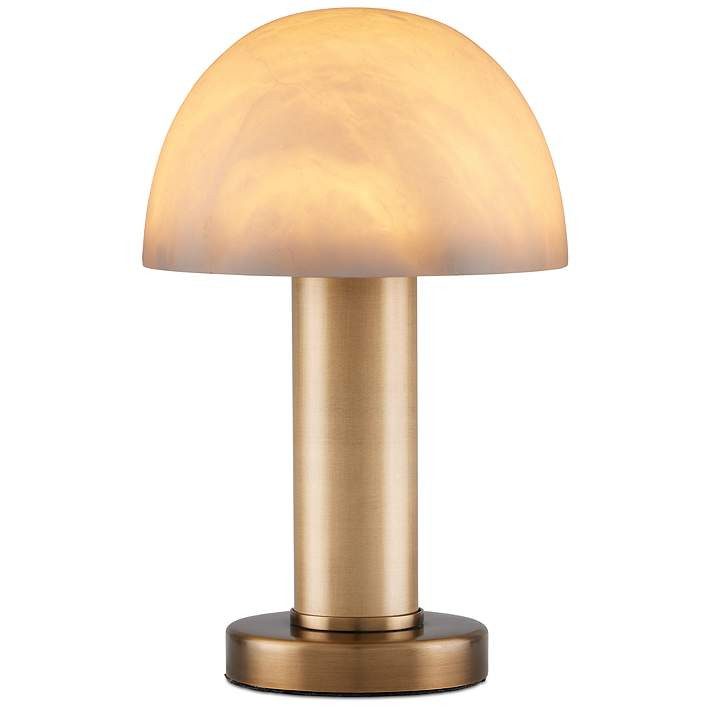 La Gravite 11" High Antique Brass Alabaster Mini Table Lamp | Lamps Plus
