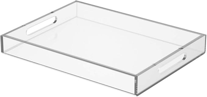 NIUBEE Clear Serving Tray 12x16 Inches -Spill Proof- Acrylic Decorative Tray Organiser for Ottoma... | Amazon (US)