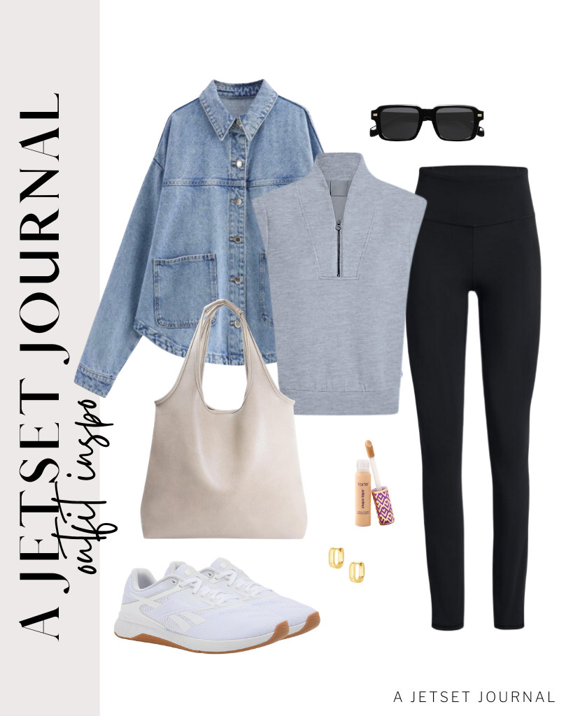 Your butter-soft leggings look great with this cap-sleeve top. I added a denim jacket, SOJOS rectangle polarized sunnies, and Reebok sneakers to complete the look. 

 #LTKSeasonal #LTKTravel