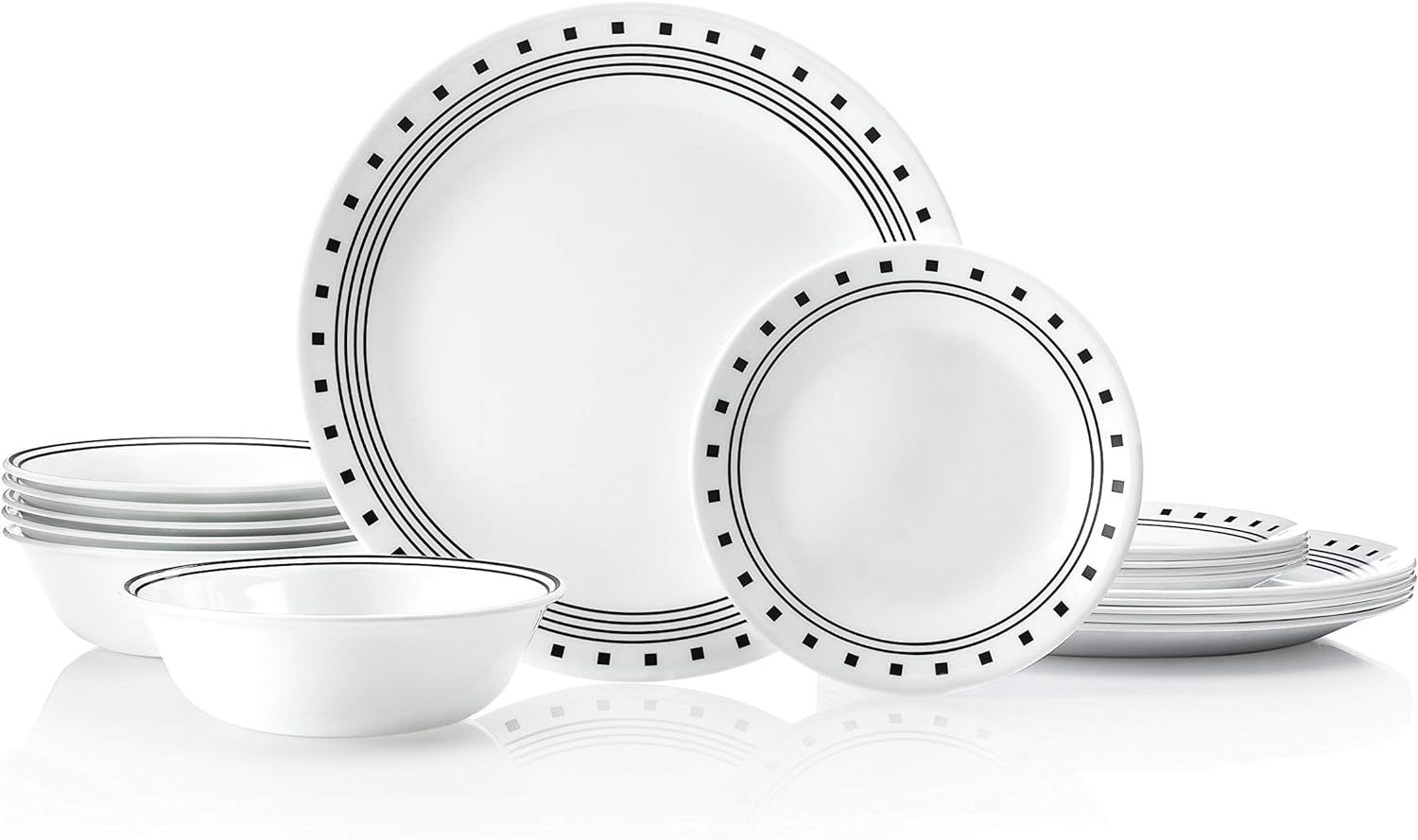 Corelle Service for 6, Chip Resistant, City Block dinner plates, 18-piece | Amazon (US)