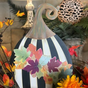 Tall Black & White Striped Pumpkin Metal Stake: Fall Halloween 2021 Collection | Etsy (US)