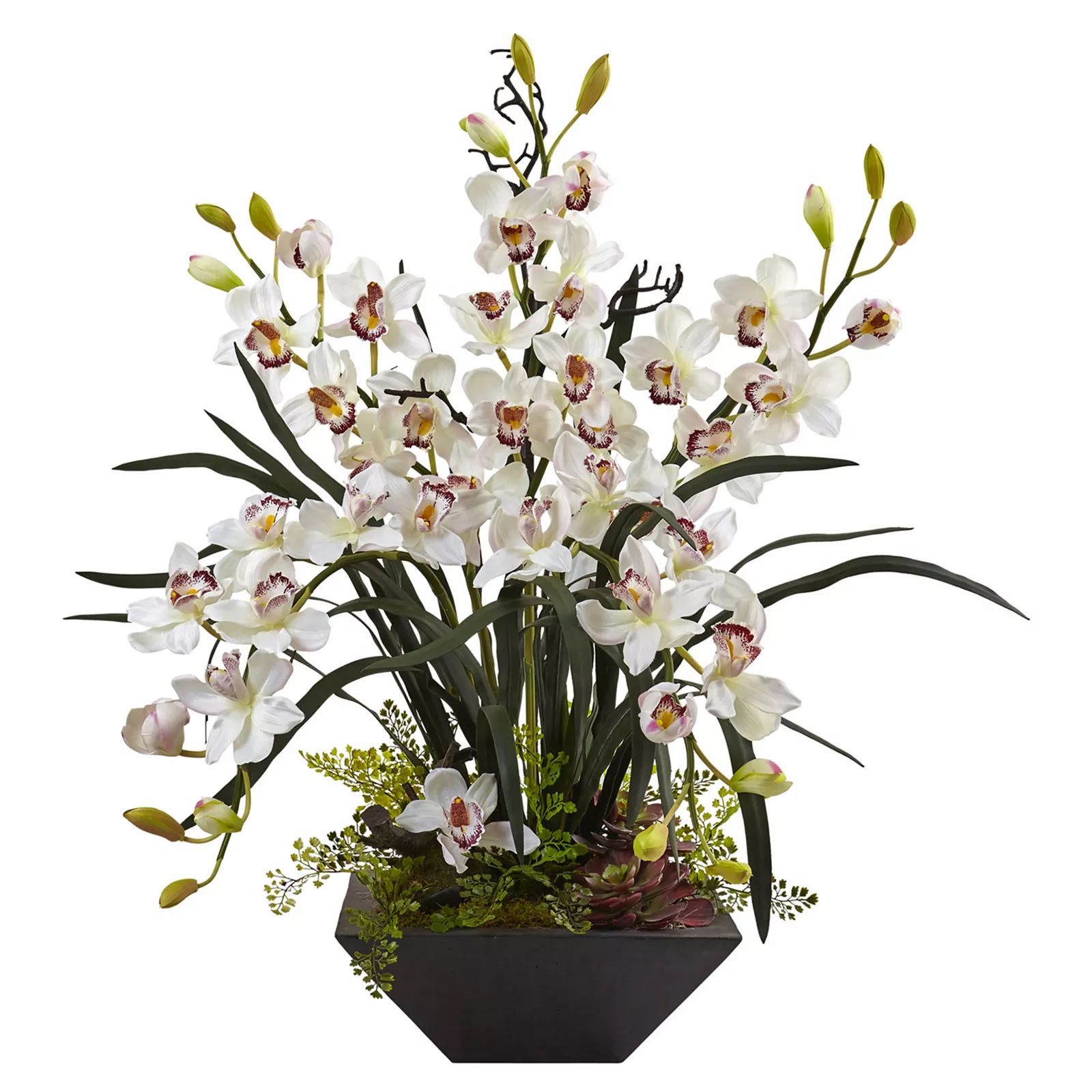 nearly natural Cymbidium Orchid Silk Artificial Floral Arrangement, White | Kohl's