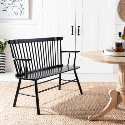 Spindle Solid Wood Bench Color: Black | Wayfair North America