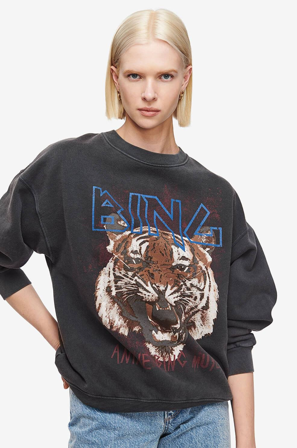 ANINE BING Tiger Sweatshirt in Black | Anine Bing