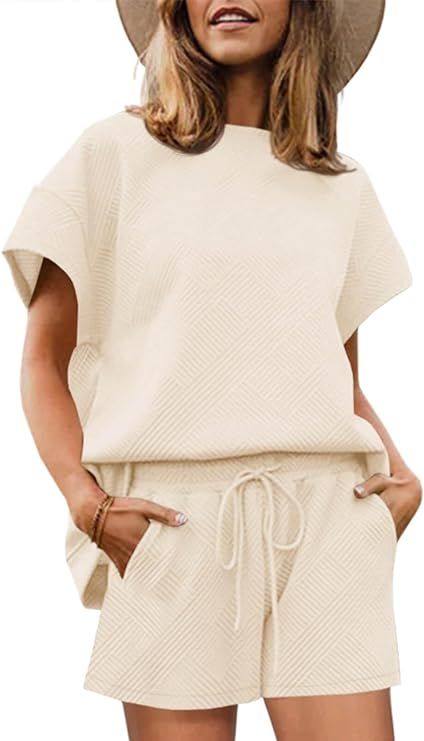 Tankaneo Womens Loungewear Set Short Sleeve Tops and Shorts 2 Piece Outfits Matching Lounge Pajam... | Amazon (US)
