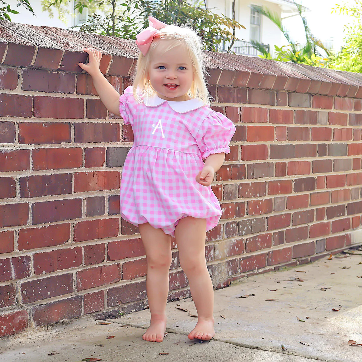 Riley Gingham Knit Bubble Pink | Classic Whimsy